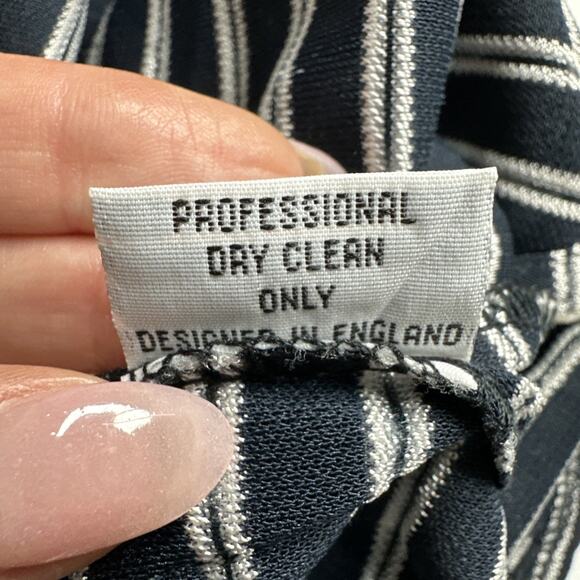 Gloria Caram Y2K Stripe Lace Tank Top S Navy Coquette England Eurocore Cute - Picture 12 of 13